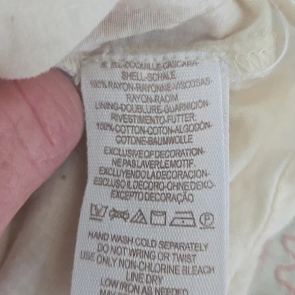 Free People Cream& Pink‎ Embellished Long Sleeve Tunic XS  Fp50 - Picture 10 of 10